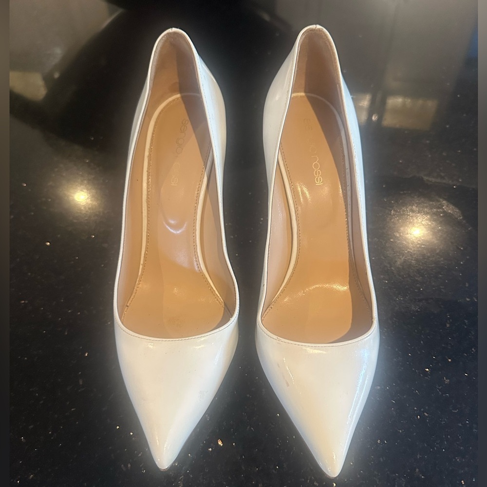 Sergio Rossi White leather heels